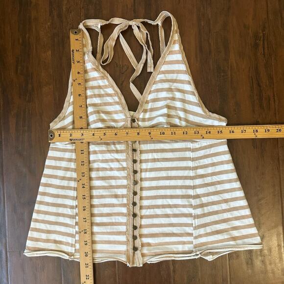 WE THE FREE Mylo Tank Top Tan White Striped Halter Neck Beach Vacay NWT - Picture 12 of 12